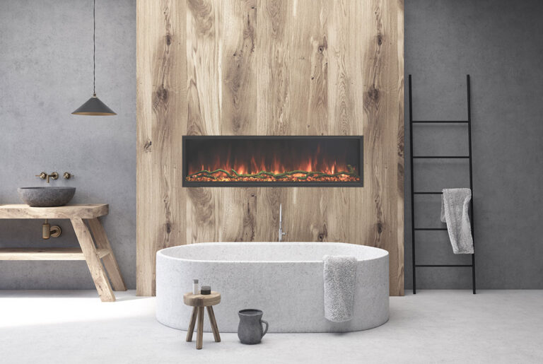 contempopary design of inset electric fireplace